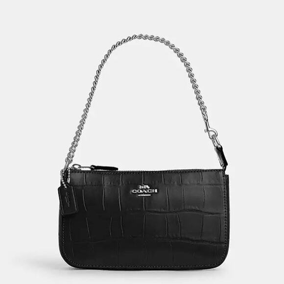 NWT Coach Nolita 19 CN382 Crocodile-embossed leather Silver/Black - Picture 5 of 8